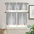 thumbnail image 2 of Christmas Kitchen Curtains and Valances Set, Rod Pocket Curtains Tier Farmhouse Window Curtains 24 Inch Length, Winter Snowflake Xmas Pine Tree Ball Grey 3 Piece Kitchen Curtains Set, 2 of 6