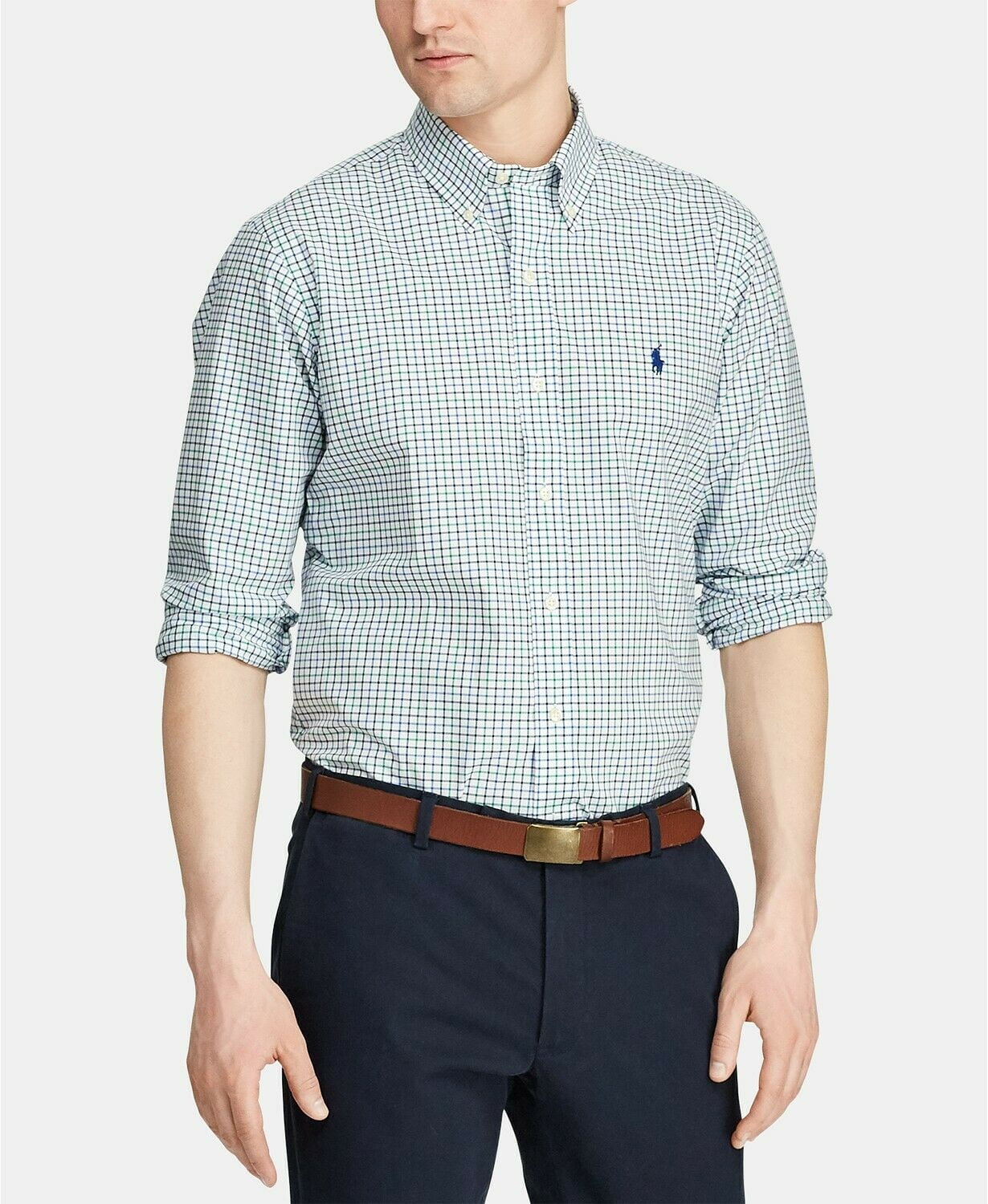 Cotton Plaid Shirt Green-Medium 