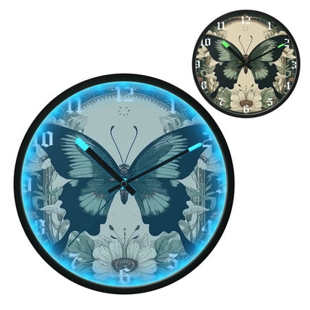 Iauyy Vintage Battery Sunrise Clock Wall Clock 12 inch Fashion Bedroom/Biathroom Lighted Wall Clock for Kitchen Clocks ，Aesthetic Charm Of Retro Style