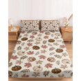 thumbnail image 2 of King Size Fitted Sheet Set - Vintage Pumpkins Fall 3 Piece Bedding Sets 16" Deep Pocket Fitted Sheet with 2 Pillowcases, Beige Thanksgiving Botanical Farm Brushed Microfiber Hotel Luxury Bed Sheets, 2 of 9