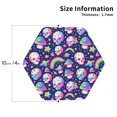 thumbnail image 2 of Honeii Skull mushroom rainbow space print Leather Coaster Set of 4, ideal for safeguarding your furniture from drinks spills and effortless cleanup-Hexagon, 2 of 6