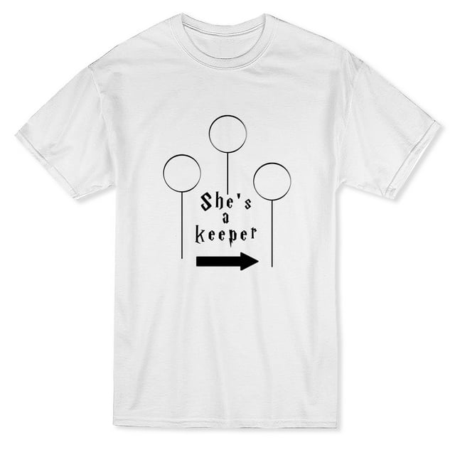 T-shirt Blanc pour Homme à Motif « She's a Keeper Left Pointage Flèche »