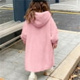 thumbnail image 7 of OGLCCG Girl's Faux Fur Long Jacket Fuzzy Fleece Open Front Long Cardigan Coat with Hood Thickened Warm Winter Fluffy Jacket with Pockets 5-14 Years, 7 of 7