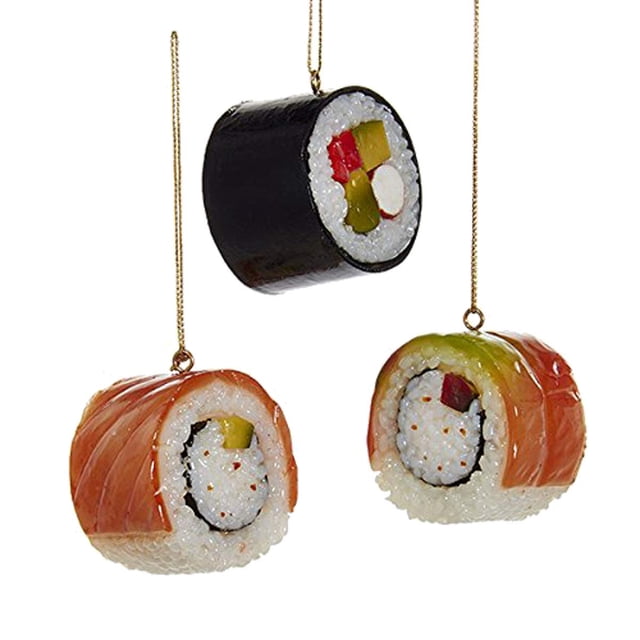 Rollos de sushi Ornaments Kurt Adler de plástico, juego de 3