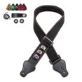 thumbnail image 1 of Folk Guitar Electric Guitar Bass Pure Cotton Strap with Headstock Pick-Black, 1 of 5