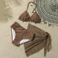 thumbnail image 6 of TOWED22 Girls Swimsuit 3 Piece Teens Bathing Suit Tropical Print Bikini Sets Twist Cross Girls' Swimwear with Shorts(Coffee,10-11 Y), 6 of 7