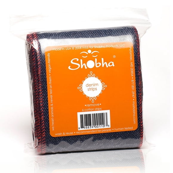 Shobha Denim Strips - 6 tiras de cera para depilación - Tiras de cera reutilizables para cabello corporal y bikini - Tiras de tela para depilación con azúcar y depilación tradicional