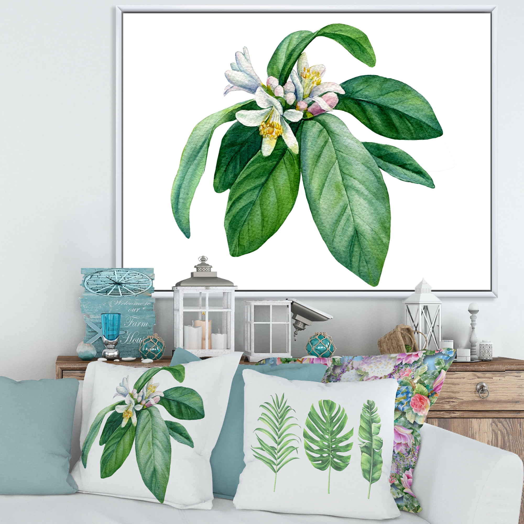 Designart 'Flowering Mandarin With Branch' Traditional Framed Canvas Wall Art Print