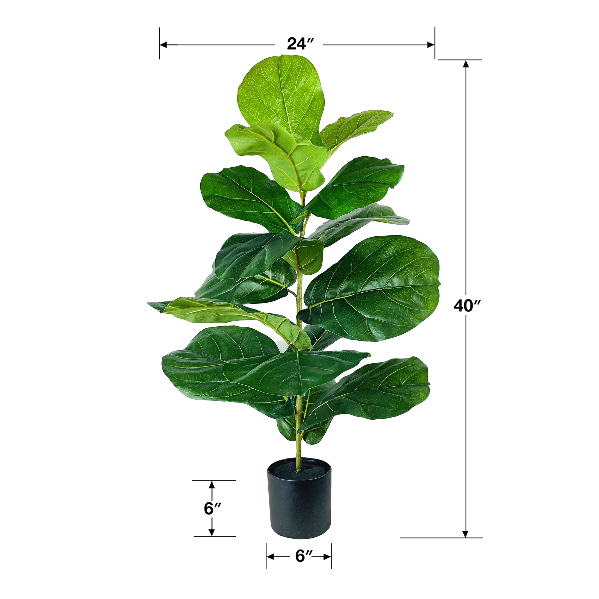 (2 pack) Mainstays Artificial Plant, Fiddle Leaf Fig Plant, 3.33 ft, Black Plastic Grower's Pot