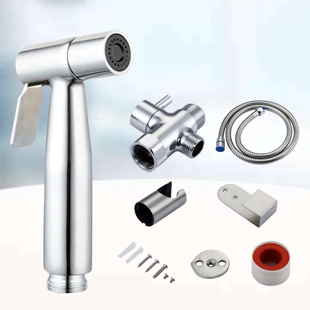 1 Set Stainless Steel Hand Held Toilet Sprayer Bidet Faucet Spray Gun