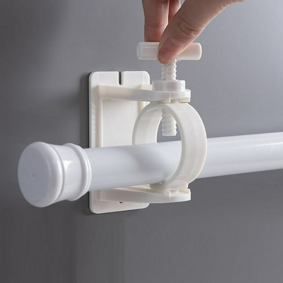 Curtain Rod Clip Hook Without Punching Self-Adhesive Hook Adjustable Shower Home Storage Hanger White
