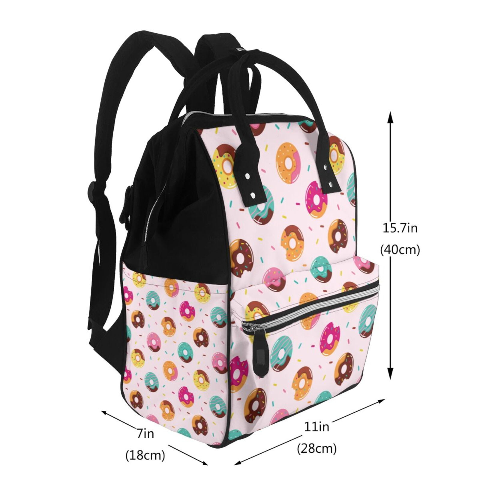 Ratiio Colorful Donuts Mummy Backpack - Waterproof Twill Canvas, Large Capacity Diaper Bag with Multiple Pockets and Adjustable Straps