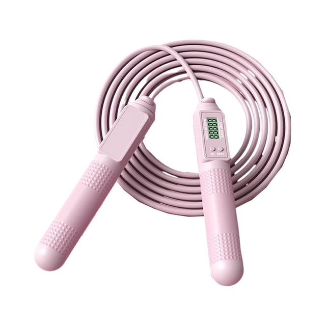 Freer PVC Corde à Sauter Portable Remplacement Numérique Couleur Solide Outil d'Entraînement Intérieur Extérieur Bouton Contrôle Ergonomique Réglable Cordes à Sauter Cordon Rose