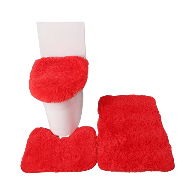 Juego De Alfombras De Baño De 3 Piezas, Decoración De Alfomb Tomshoo Rojo