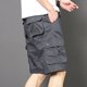 thumbnail image 3 of Pantalones cortos cargo negros largos para hombre, pantalones cortos verdes por encima de la rodilla para hombre, pantalones cortos desgastados con bolsillo frontal ancho y cintura elástica para hombr, 3 of 5