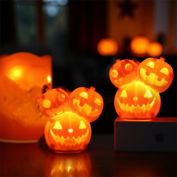 Pumpkin Decoration, Jack-O-Lantern, 3-Head Halloween Lantern with LED Lights Decorative Pumpkin for Front Porch, Table Centerpiece, Indoor Halloween Party Decoration