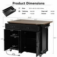 thumbnail image 2 of 53.5" Farmhouse Kitchen Island Cart - Folding Extension, 4 Locking Wheels, Spice Rack and Drawer, Mobile Prep Station, Charcoal Black, 2 of 5