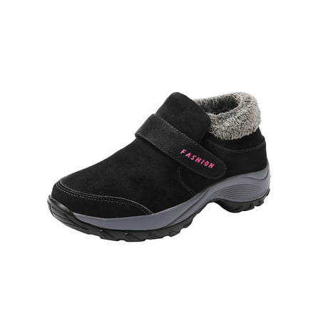 

Kesitin Womens Slip Resistant Slip-On Walking Shoe Work Breathable Hiking Shoes Comfort Black (women s plush lining) 7.5