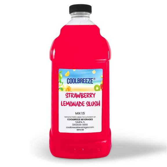 Cool Breeze Beverages Shelf Stable Fruit/Drink Mix - 1/2 Gal (64fl oz) Bottle - Strawberry Lemonade