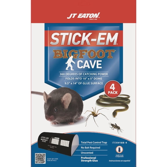 JT Eaton Stick-Em Bigfoot Rodent Glue Trap - Heavy-Duty, Large Size for Rats, Indoor/Outdoor