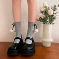 thumbnail image 6 of Milue Women's Boot Socks Middle Tube Socks Pom Pom Cotton Socks Sweet Crew Socks, 6 of 21
