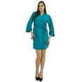 thumbnail image 5 of Bimba Women Short Solid Belt Robe Soft Modal Cotton Wrap Round Plain Bath Robe, 5 of 8