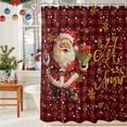 thumbnail image 6 of Cartoon Santa Claus Snowflake Seamless Shower Curtain for Bathroom, Red Black Buffalo Plaid Waterproof Shower Curtains Washable Quick Dry with Hooks Bathtub Curtains 36x72IN, 6 of 9