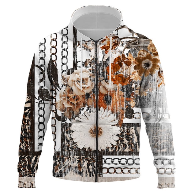 Sudadera con capucha de gran tamaño con cremallera y estampado 3D de lujo para hombre, sudadera de tendencia urbana de primavera y otoño, chaqueta con capucha de moda, ropa para hombre