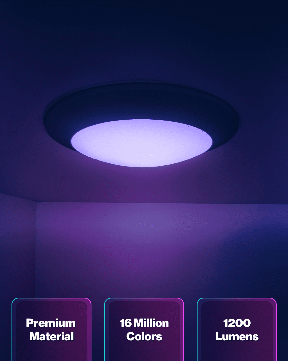 Sunco 5/6 Inch Smart Disk LED Flush Mount Ceiling Recessed Can Light for Living Room, Bedroom, App Controlled Compatible with Alexa and Google, Dimmable, 15W, RGB+5000K Daylight, 1200 LM ETL 4 Pack
