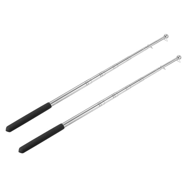 Unique Bargains 4 Feet Extendable Portable Telescopic Handheld Tour Flag Pole, Black 2 Pack