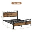 thumbnail image 5 of Juiluna Full Size Bed Frame with Rustic Wood Headboard and Footboard, Metal Platform Bed Frame Full Heavy Duty, Sturdy Steel Slat Support, No Box Spring Needed, Brown, 5 of 6