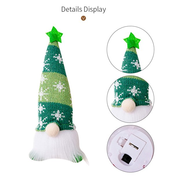 Muñeco navideño sin rostro, muñeco bonito, gnomo elfo, regalos de decoración del hogar de Navidad (verde corto)