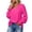 Hot Pink, variant on ClodeEU Women V Neck Long Sleeve Top,Casual Loose Fit Solid Blouse Beige,Women's Plus L
