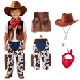 thumbnail image 4 of mgoYE Boys Outfit Western Cowboy Outfit Kids' Vest ,Pant,& Bandana Set with Hat, 4 of 4