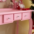 thumbnail image 6 of UBesGoo Kids' Vanity Set with Mirror and Light 3 Drawers Makeup Table and Stool for Girls Pink, 6 of 15