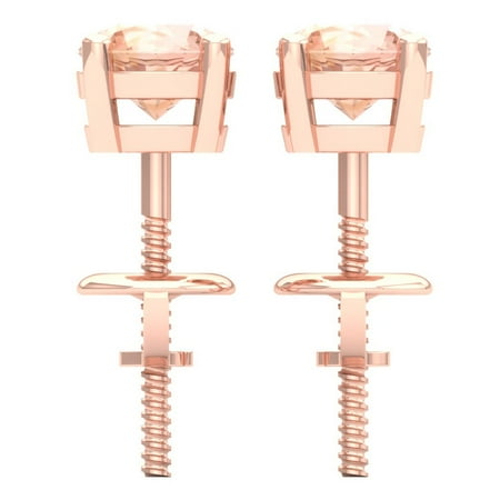 14k Malachite Stud Dazzlingrock Collection 1.50 Carat (ctw) 14K Round Cut Morganite Ladies Solitaire Stud Earrings 1 1/2 CT, Rose Gold ()