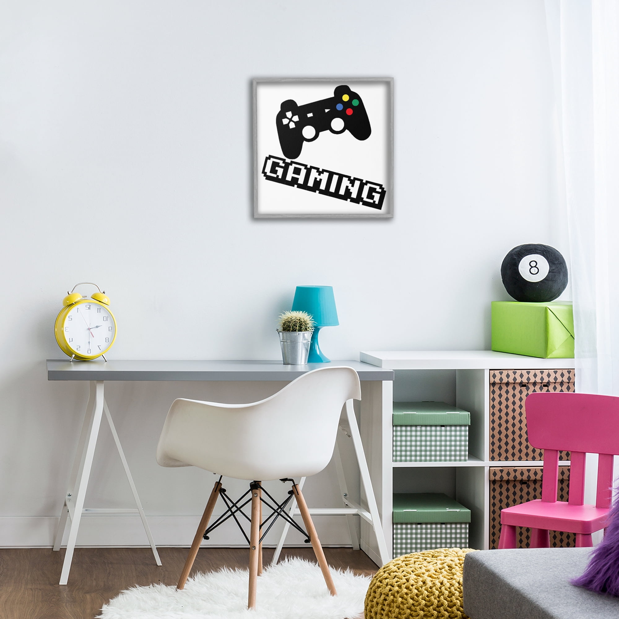 Stupell Industries Playful Pixel Gaming Gray Framed Giclee Art, design by Marcus Prime