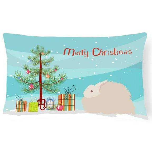 Carolines Treasures BB9326PW1216 Fluffy Angora Rabbit Christmas Canvas Fabric Decorative Pillow, Teal, 12H x16W,
