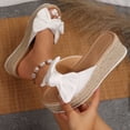 thumbnail image 5 of Xdegoge Platform Sandals for Women Summer Casual Espadrille Wedge Slides Slip On Open Toe Big Bow Decor Braided Jute Sole Dressy Vacation Beach Shoes, 5 of 9