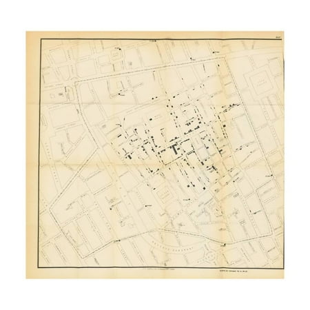 1855 Art - A Map from 'On the Mode of Communication of Cholera', 1855 Print Wall Art By John Snow