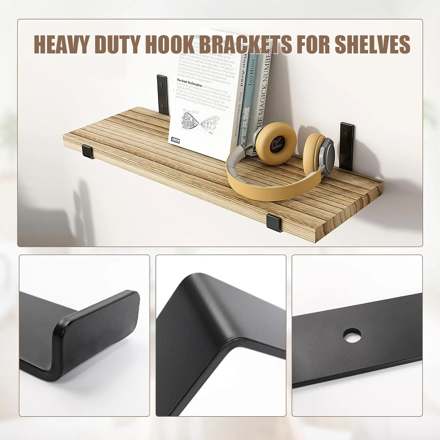 Floating Shelf Brackets 2-Pack – 10 Inch Heavy Duty Hidden Brackets, Holds 100lbs, No-Tool Flip-Up Locking Design for Invisible Wall Mount Shelves