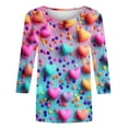 thumbnail image 4 of Qepwscx Basic 3/4 Long Sleeve Shirts For Women Valentine'S Day Crew Neck Sweatshirts Love Heart Printed Blouses For Women Dressy Casual Ladies Tops And Blouses Pullover Sweatshirt Graphic Tops, 4 of 5