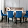 thumbnail image 2 of Velvet Bar Stools Set of 2 - 27" Seat Height Barstool, Bar Chairs Fit Counter or Bar Height, Kitchen Stools for Island, Tufted Back, Wood Frame, Upholstered (Blue, Set of 2), 2 of 11
