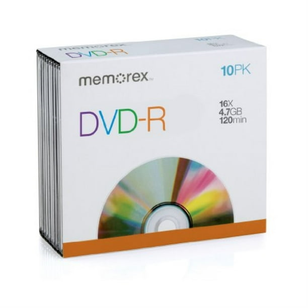 Memorex 4 7gb 16x Dvd R 10 Pack Slim Case Walmart Com Walmart Com