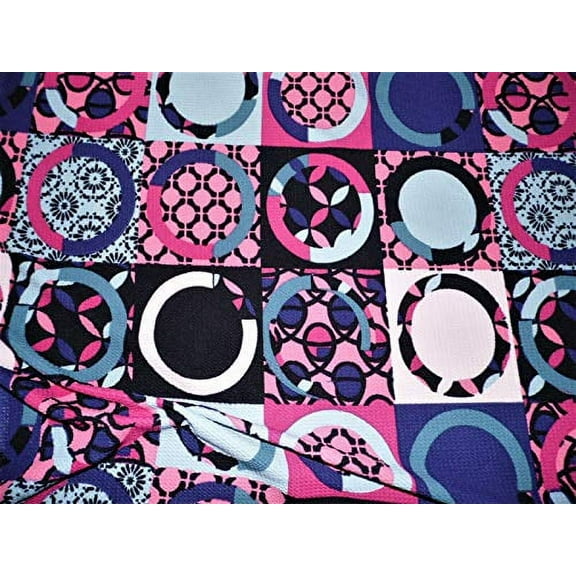 Printed Bullet Liverpool Textured 4 Way Fabric Stretch Pink Purple Geometric GG3
