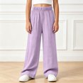 thumbnail image 2 of 11-12 Years Teen High Waisted Cargo Pants for Girls Baggy Y2k Straight Wide Leg Pants with Pockets Streetwear, 2 of 4