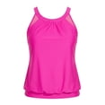 thumbnail image 6 of Womens High Neck Tankini Top Blouson Bathing Suit Top Relaxed Fit Swim Top Swimsuit No Bottom Hot Pink S, 6 of 6