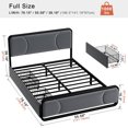 thumbnail image 3 of GUNAITO Full Bed Frame with 2 Storage Drawers, Platform Bed with Velvet Upholstered Headboard, Modern Bed Frame with Charging Station & USB Port, Beige, 3 of 9