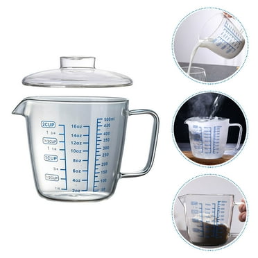 Sparsain 1pc Household Measuring Cup with Glass Lid, Heat-Resistant Glass Measuring Cup
