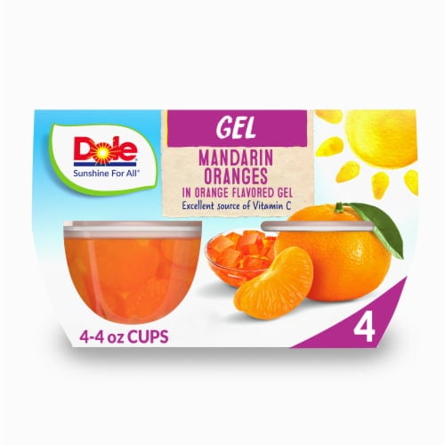 2X-Dole Fruit Bowls Mandarins in Orange Flavored Gel Cups - 4.3 oz - 4 ct